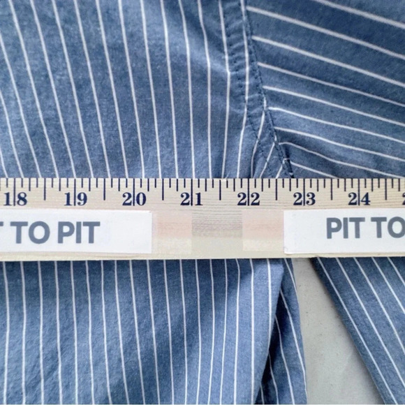 Vans Medium 100% Cotton Blue Striped Button-Up Shirt - Picture 10 of 10